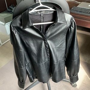 Black vegan leather Lulus blouse
